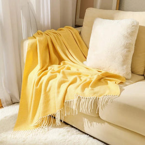 Luxury Cotton Herringbone Sofa Bed Throw – Soft & Fringed