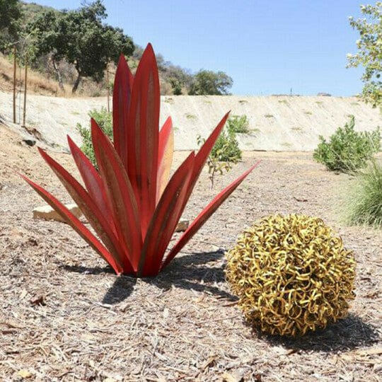 Handcrafted Red Tequila Agave Plant Sculpture – 35 cm