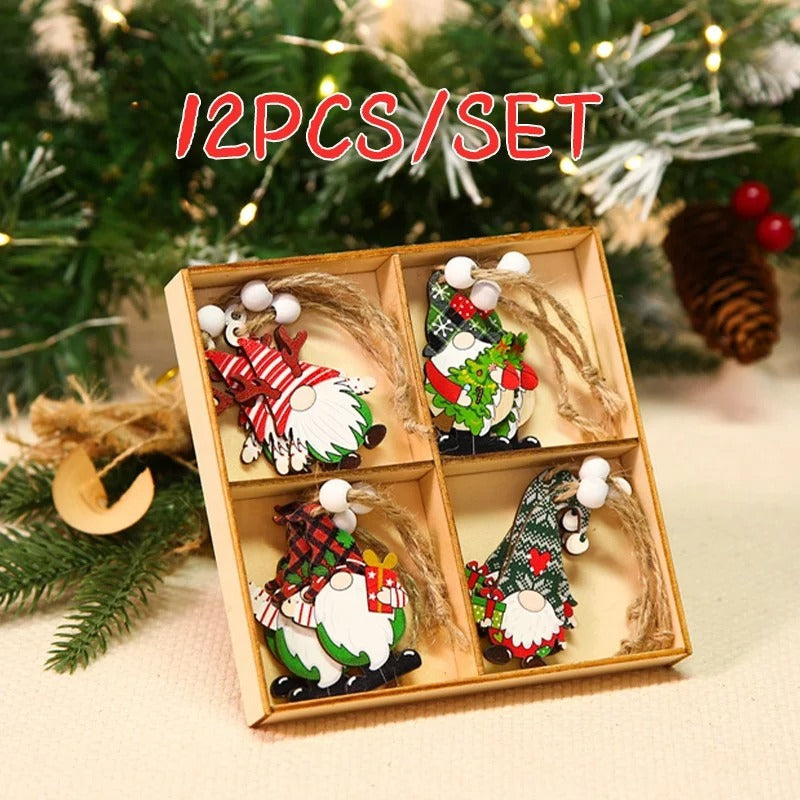 Christmas Gnomes Wooden Pendants – Festive Tree Decorations & Holiday Gifts