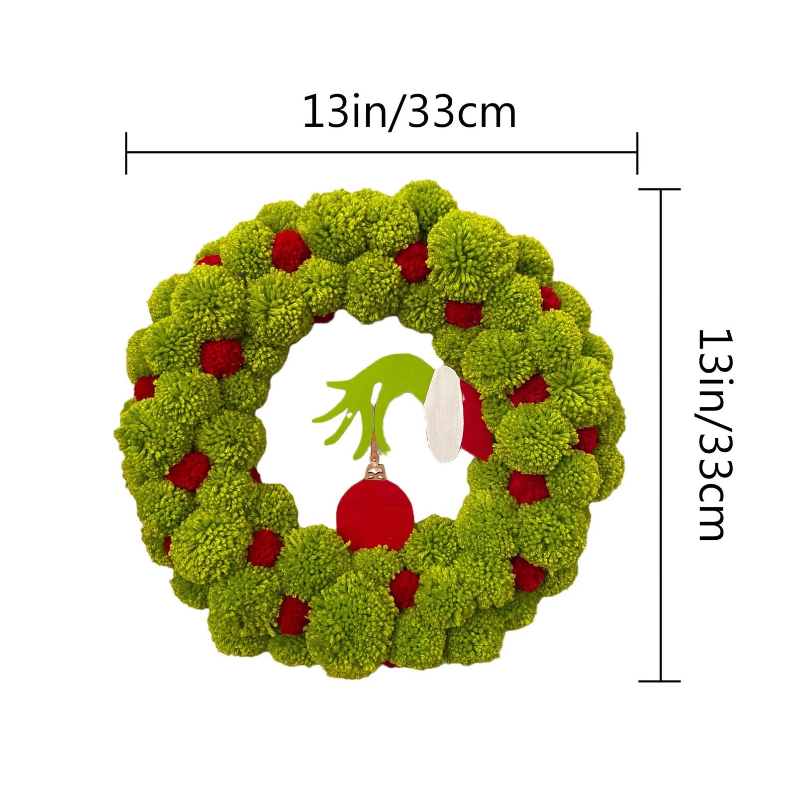 Christmas Wreath Cartoon Green Monster Hand Front Door Décor