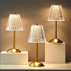 Golden Crystal Lamp – Wireless, Touch-Activated LED with Dimming