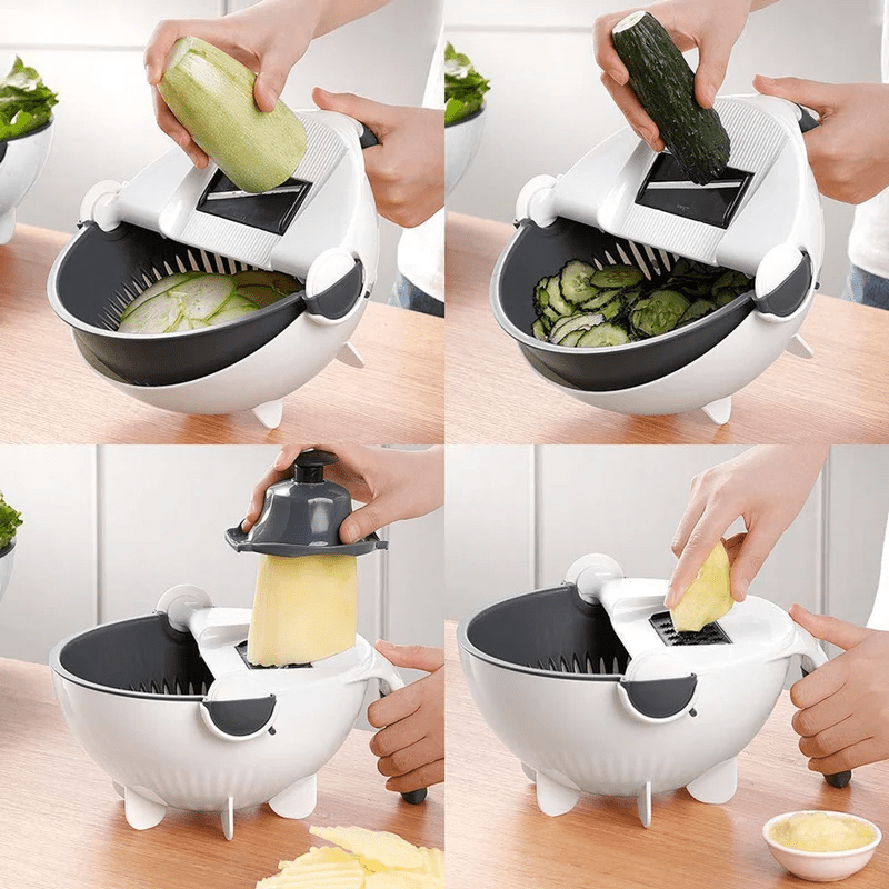 9 in 1 Multifunction Vegetable Cutter with Magic Drain Basket