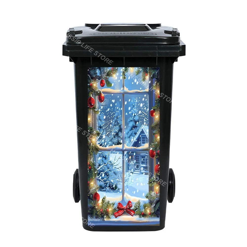 Christmas Waterproof Trash Bin Decals