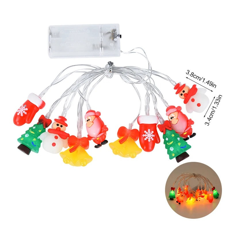 1.5/3M LED Christmas String Lights | Santa & Snowman Decor