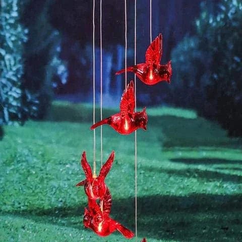 Solar Cardinal Wind Chime – Vibrant Daytime & Nighttime Garden Decor