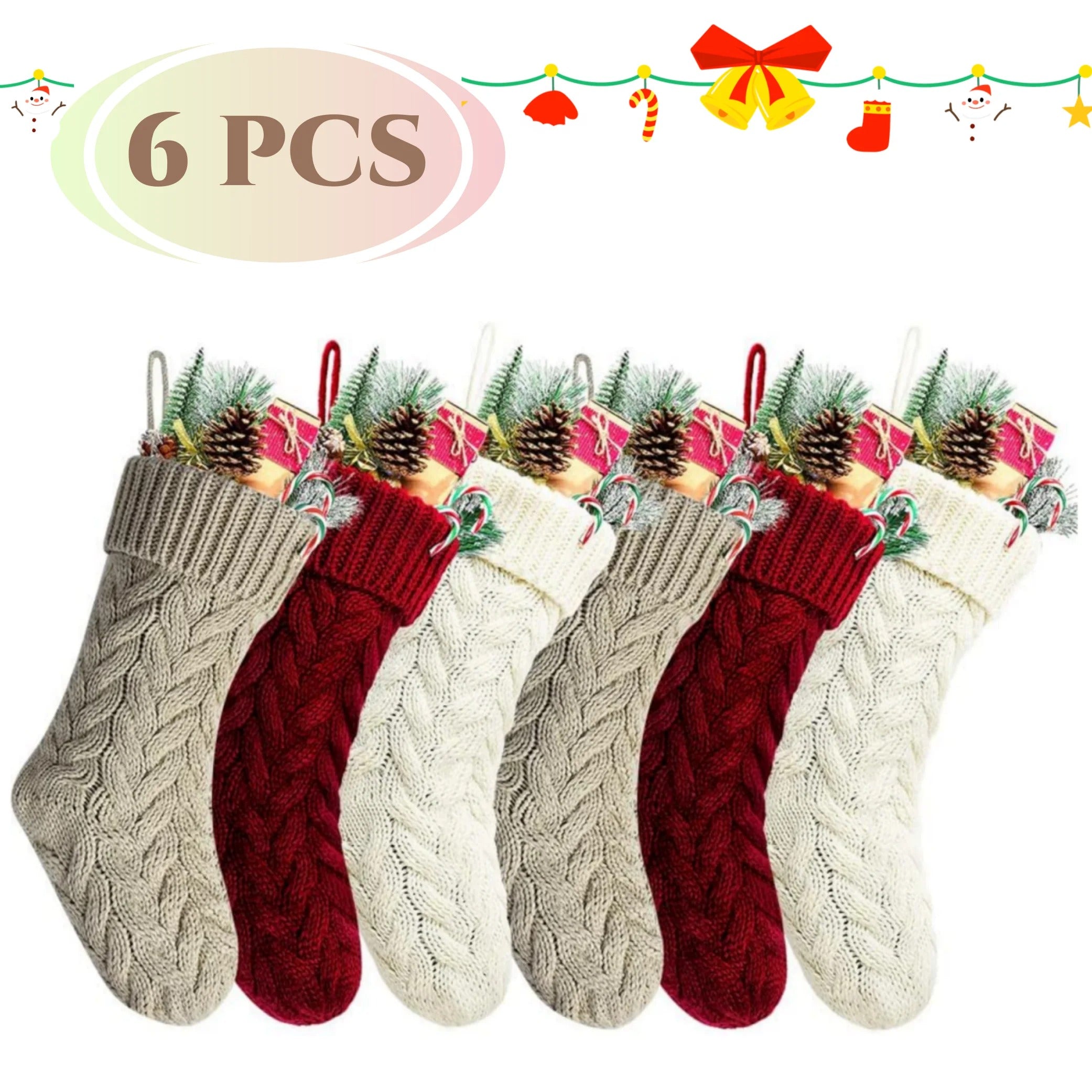 4/6PCS Knitted Christmas Stockings