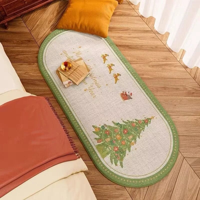 Vikama Crystal Velvet Christmas Rug – Non-Slip Holiday Floor Mat