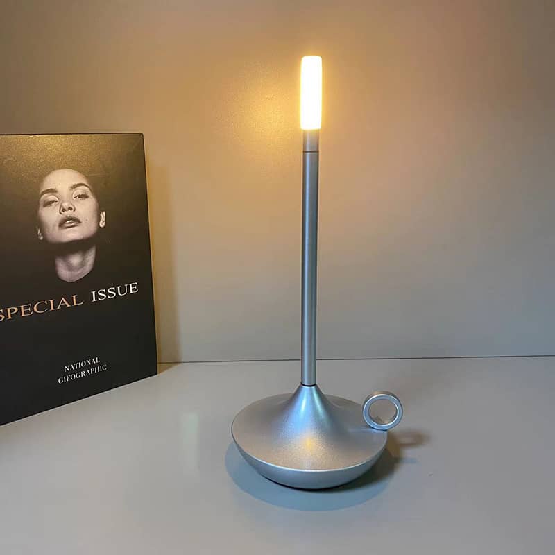 Nordic Candlestick Light – Rechargeable, Dimmable Elegance in Brushed Aluminum