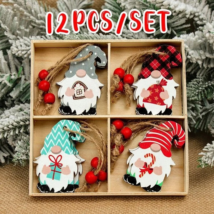 Christmas Gnomes Wooden Pendants – Festive Tree Decorations & Holiday Gifts