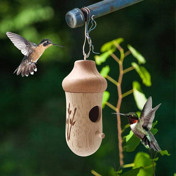 Handcrafted Wooden Hummingbird House – Charming Outdoor Decor