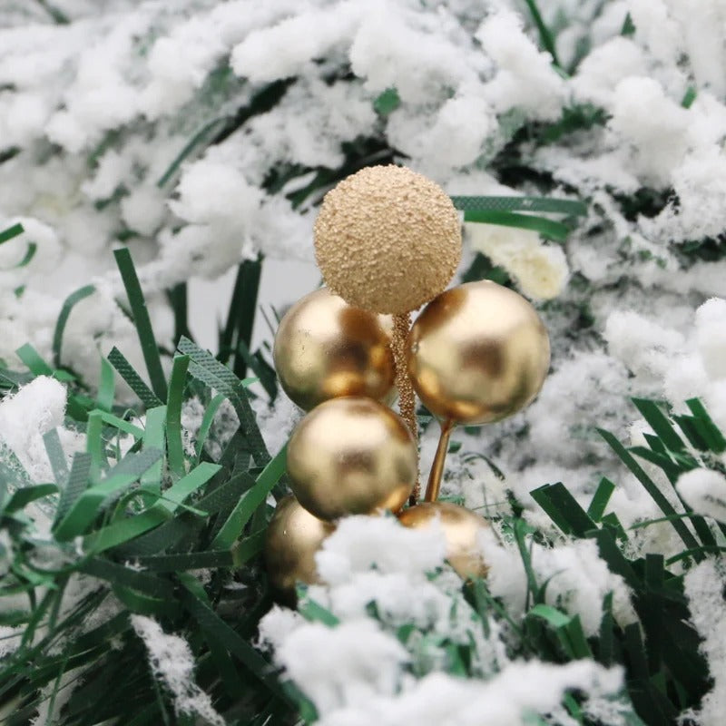 10Pcs 10cm Christmas Tree Berry Decorations – Gold & Silver Foam Wreath Accents