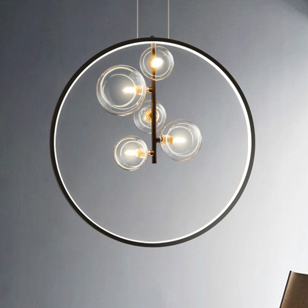 Vintage-Inspired Glass Pendant Light - Industrial Wrought Iron Design