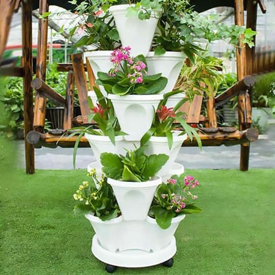 Stackable Vertical Planter for Strawberries and Herbs