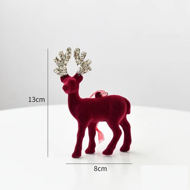 Set of 4 Christmas Reindeer Figurines | Table & Tree Hanging Elk Ornaments