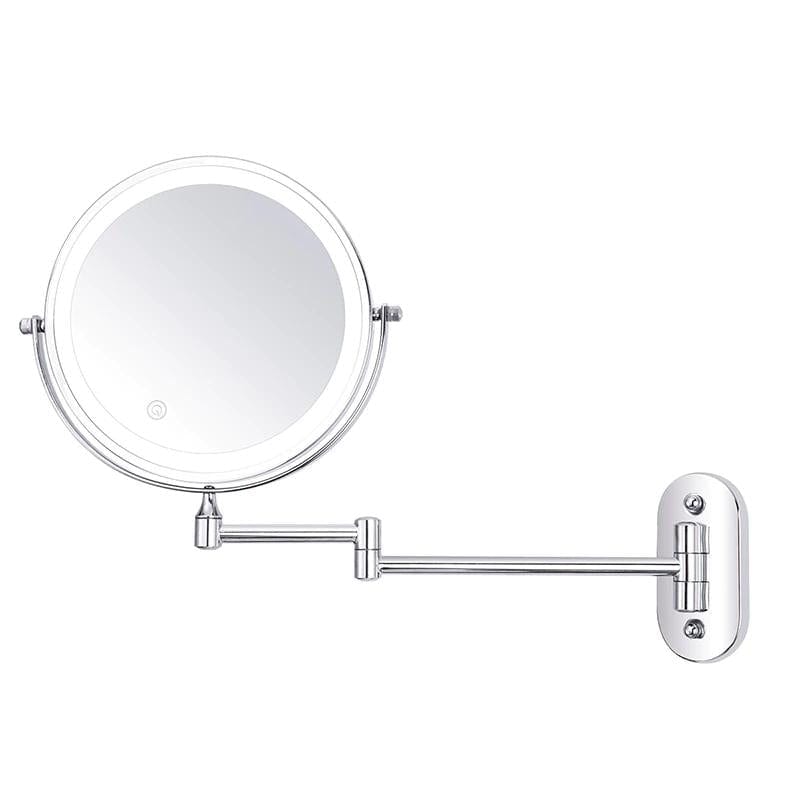 Chrome Silver Rechargeable LED Magnifying Makeup Mirror