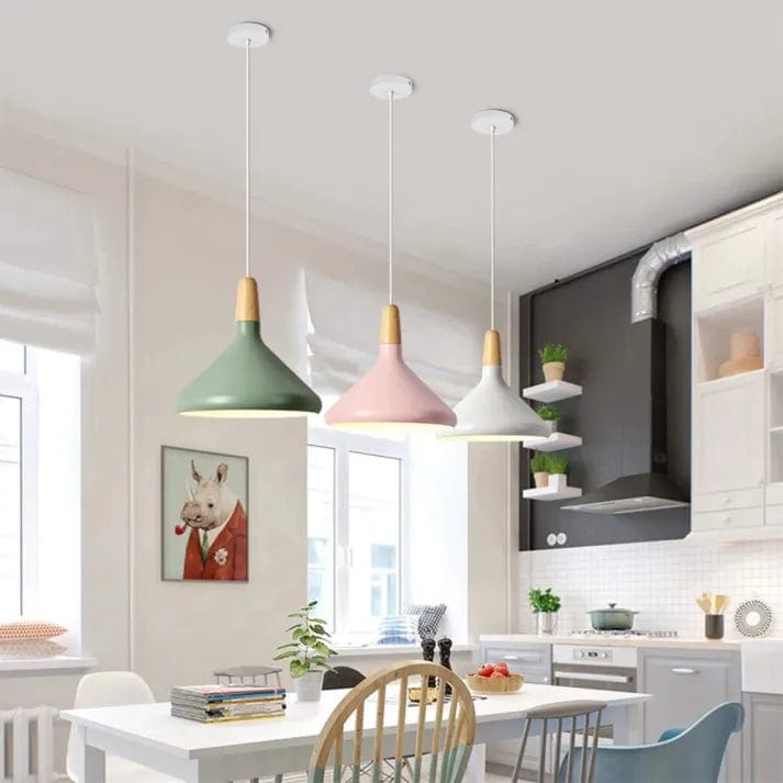 French Macaron Conical Metal Pendant Lamp - Playful & Elegant Lighting for Modern Spaces