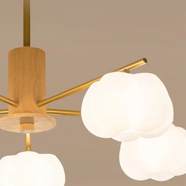 Creative Wooden Cotton Balls Chandelier - Modern Minimalist Lighting for Living Room