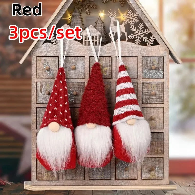 3pcs Christmas Gnomes Plush Santa Doll Knitted Fabric Ornaments