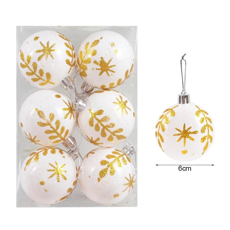 Set of 6 Christmas Ball Ornaments – 6cm Hanging Pendants for Festive Tree Decoration