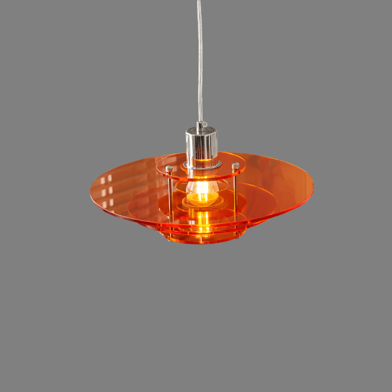 Contemporary UFO Pendant Light - Vintage Acrylic & Iron Art Design