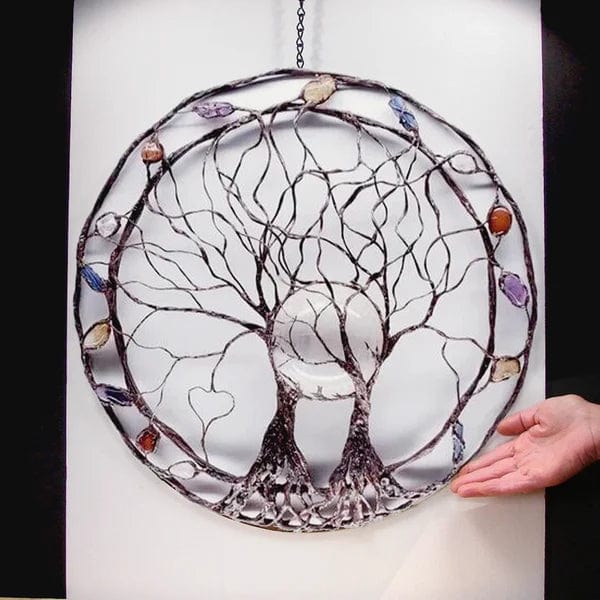 Circle of Life Garden Wall Art – Enchanting Metal Tree Sculpture with Moonlit Magic