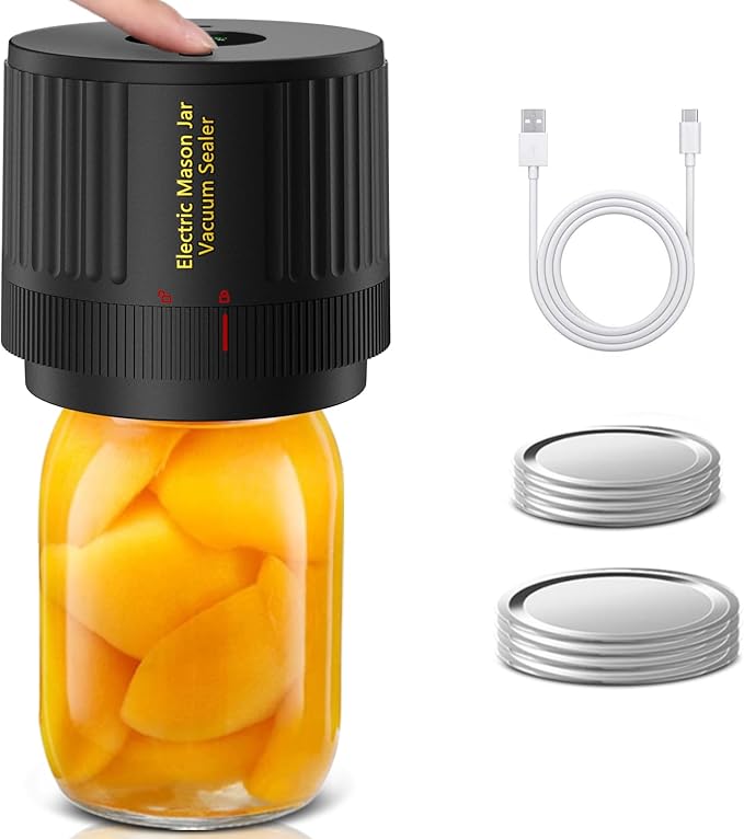 Electric Mason Jar Vacuum Sealer – Easy One-Touch Airtight Sealing for Fresh Food Storage