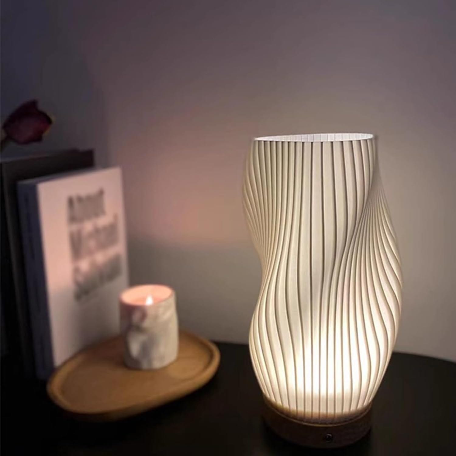 Serene Wavecrest Lamp – Sleek, Dimmable LED with USB Plug-In