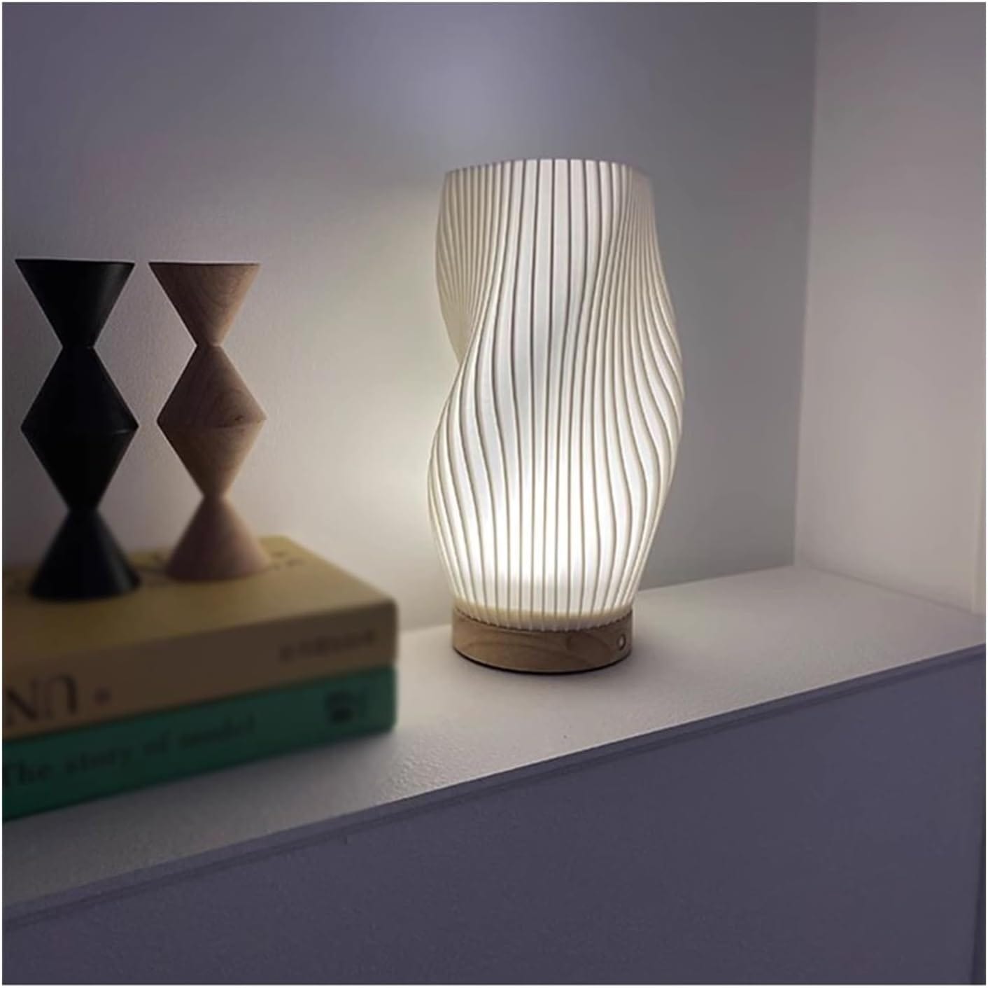 Serene Wavecrest Lamp – Sleek, Dimmable LED with USB Plug-In