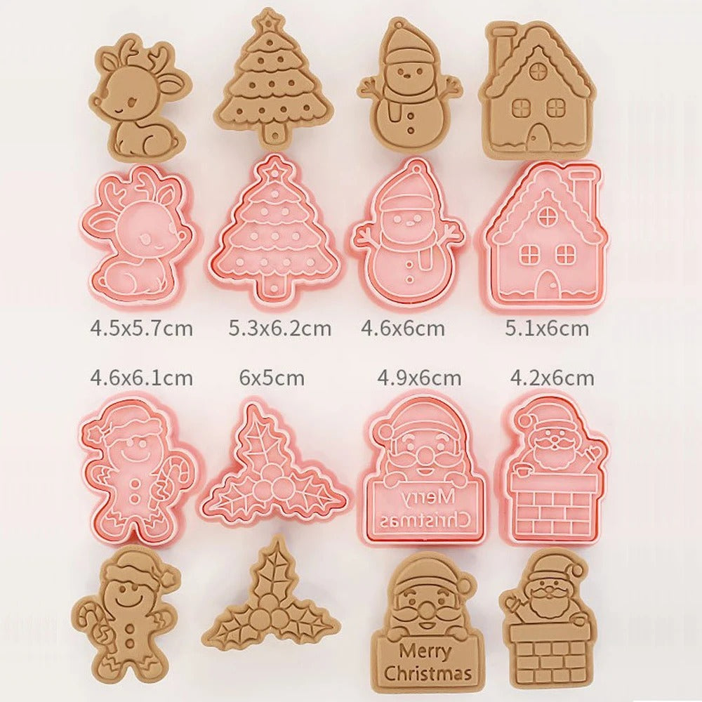 8-Piece Christmas Cookie Cutter Set – Santa, Snowman, Tree & Elk