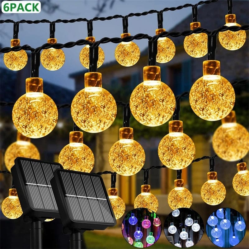 Outdoor LED Solar String Lights – 60 Crystal Ball LEDs, 8 Modes, Waterproof Garden Decor