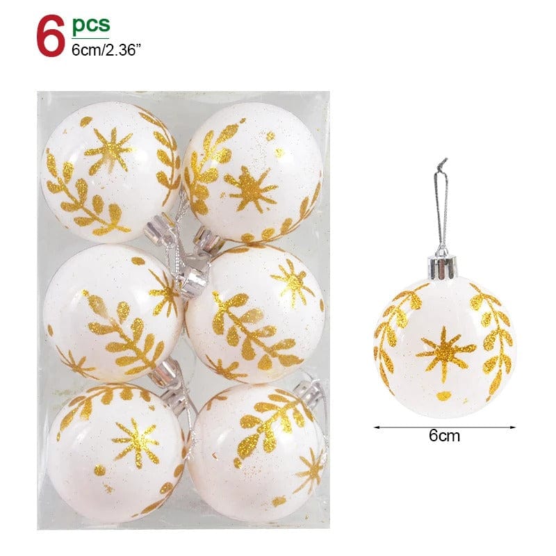 Set of 6 Christmas Ball Ornaments – 6cm Hanging Pendants for Festive Tree Decoration