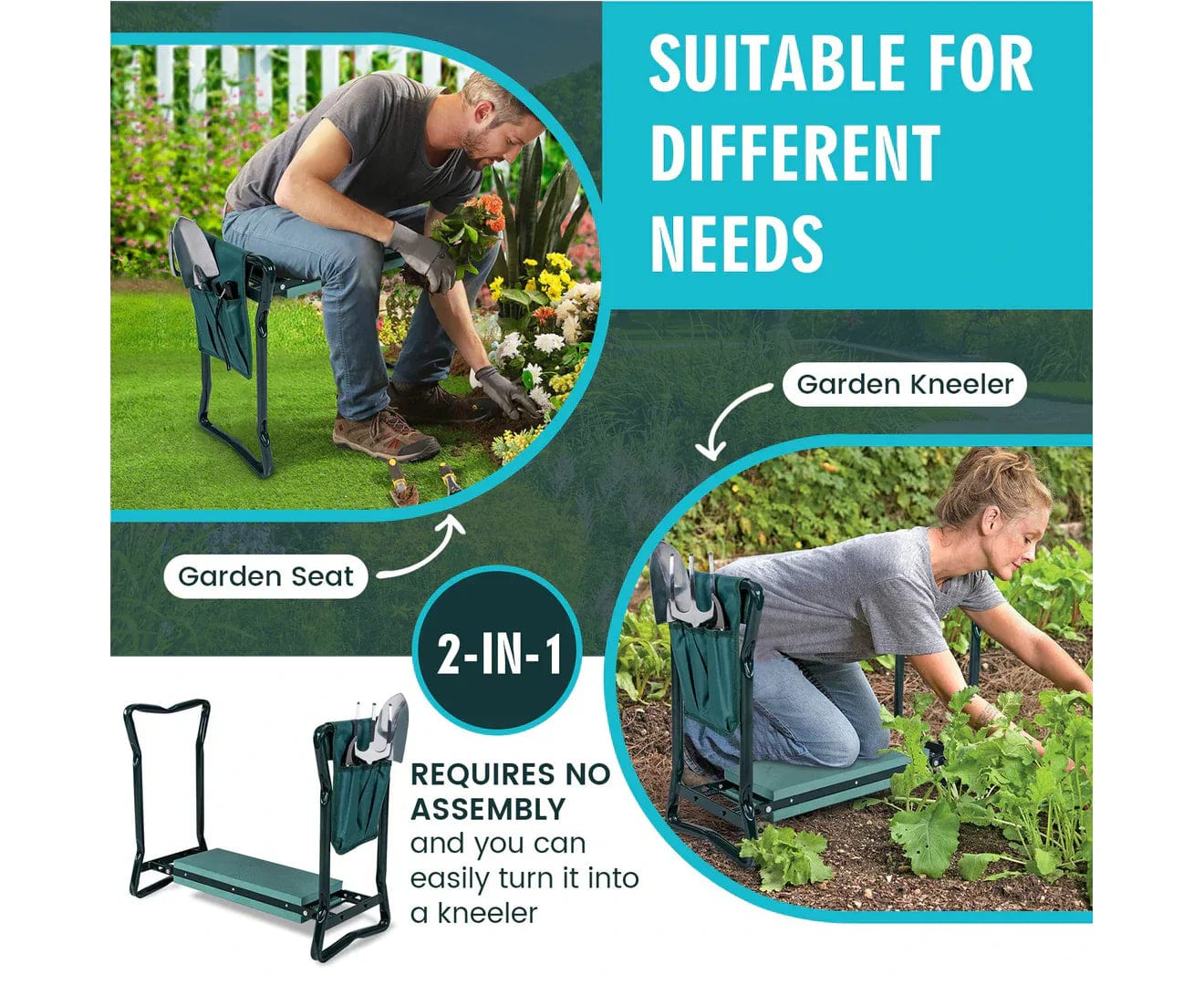 Garden Kneeler and Seat with Tool Bag