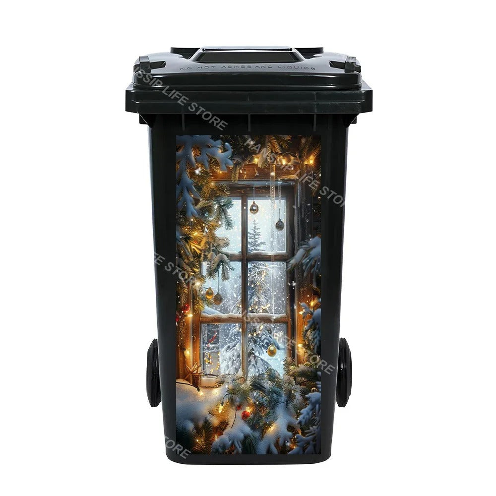 Christmas Waterproof Trash Bin Decals