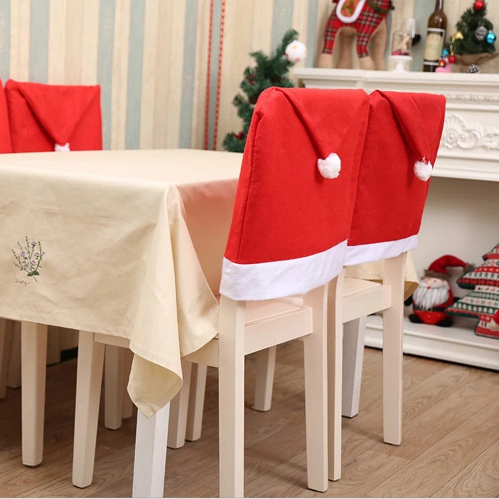 Santa Hat Chair Covers – Christmas Dining Table Decoration (1-10 Pieces)