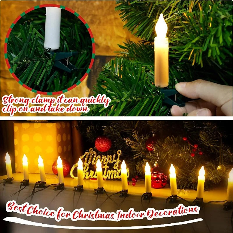 Christmas LED Window Candles | 20 Flameless Taper Lights with Clips