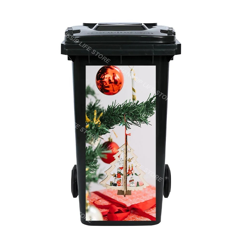 Christmas Waterproof Trash Bin Decals