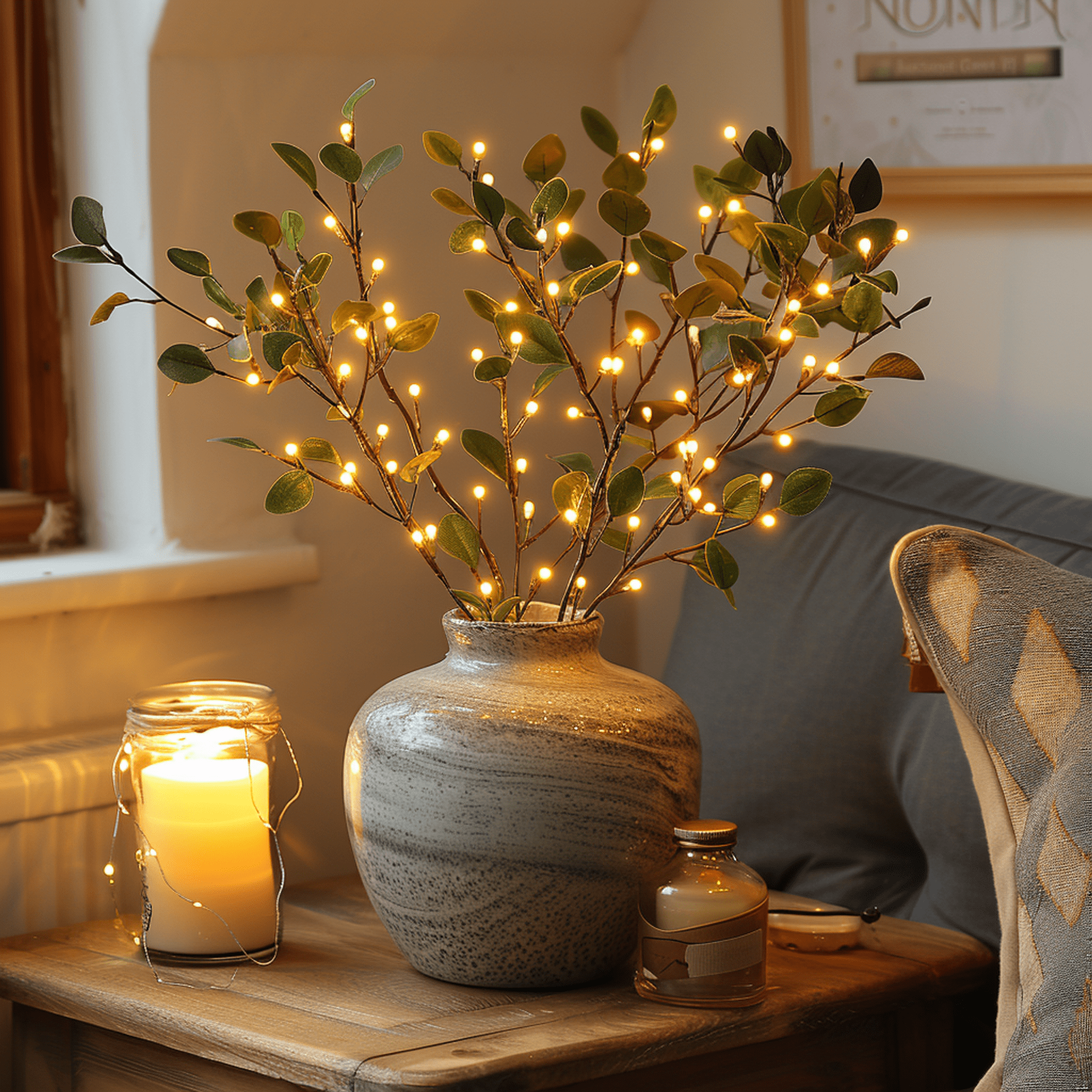 Olive Branch Fairy Lights – Nature-Inspired Twinkling LED Decor