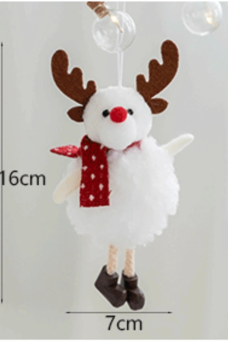 4pcs Plush Santa, Snowman & Elk Pendants