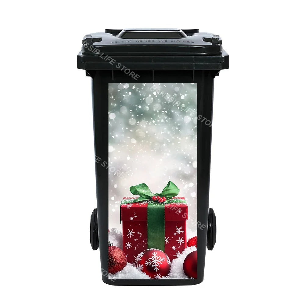 Christmas Waterproof Trash Bin Decals