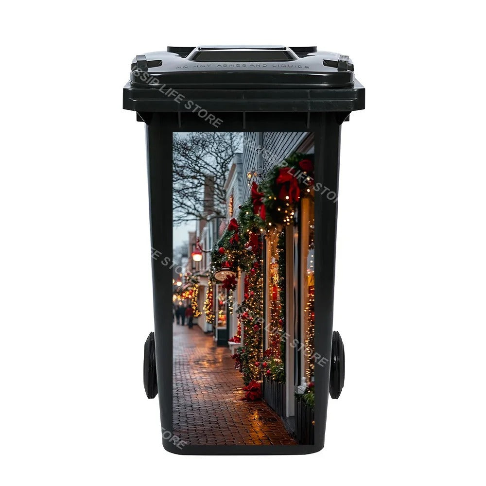 Christmas Waterproof Trash Bin Decals