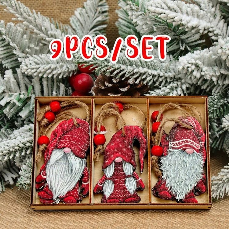 Christmas Gnomes Wooden Pendants – Festive Tree Decorations & Holiday Gifts