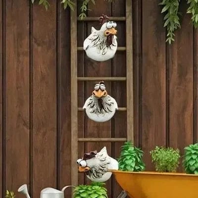 Curious Resin Chickens – Charming Garden Decor with Big Eyes