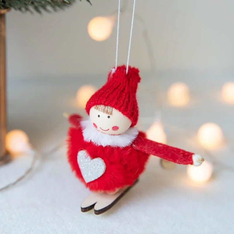 4pcs Plush Santa, Snowman & Elk Pendants