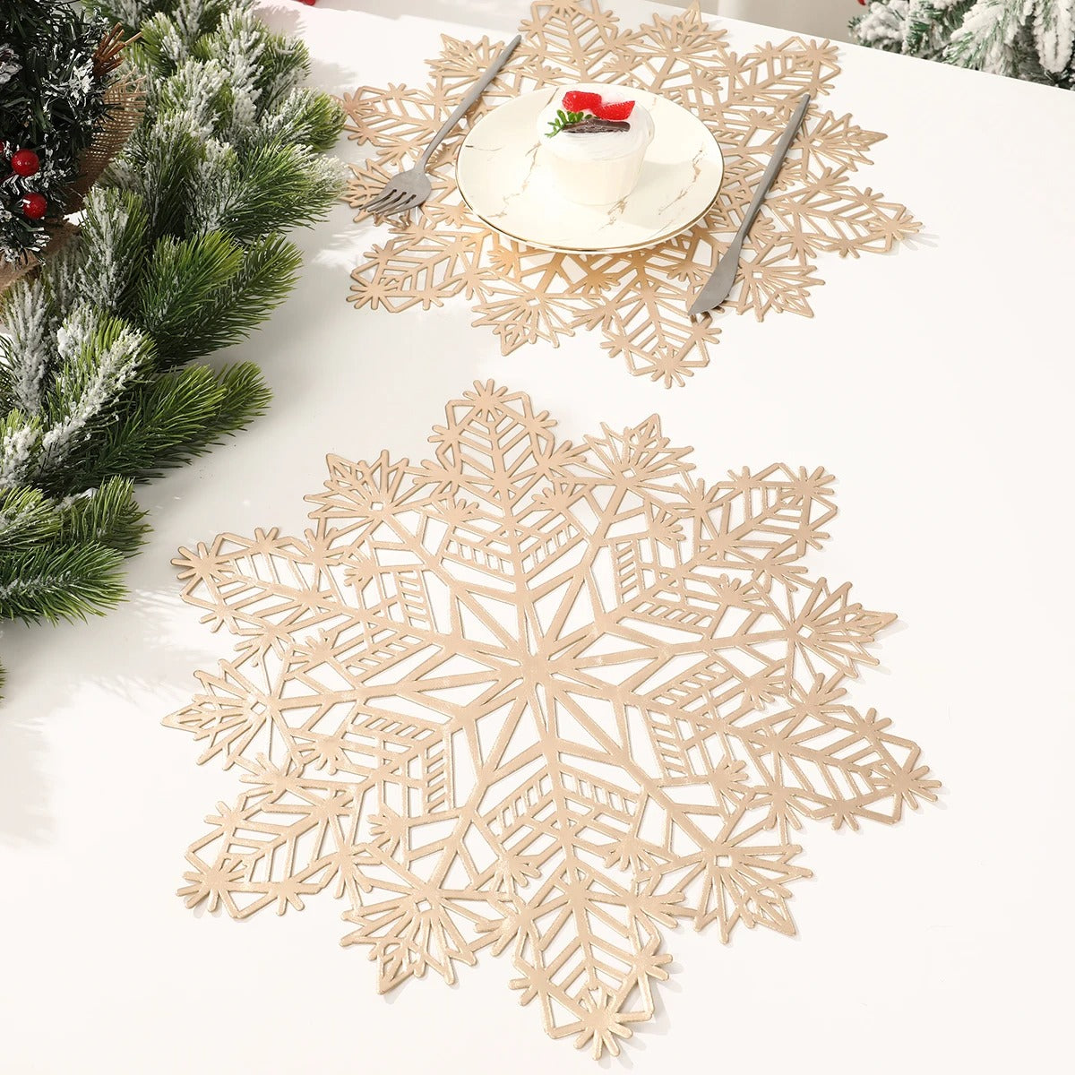 Christmas Snowflake Placemats – Set of 3, Festive Holiday Table Decor