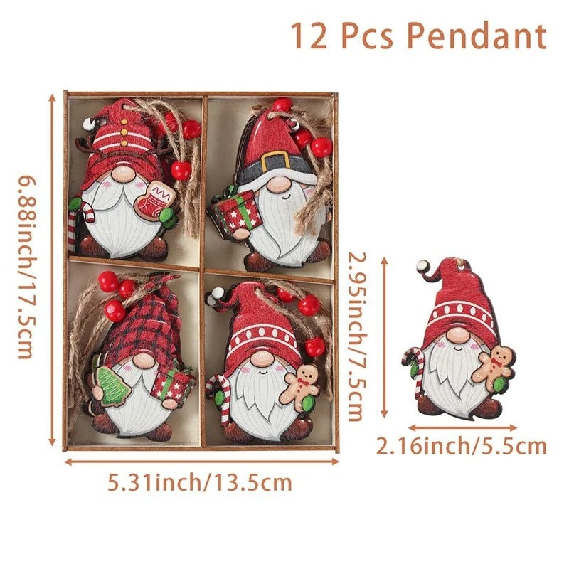 Christmas Gnomes Wooden Pendants – Festive Tree Decorations & Holiday Gifts