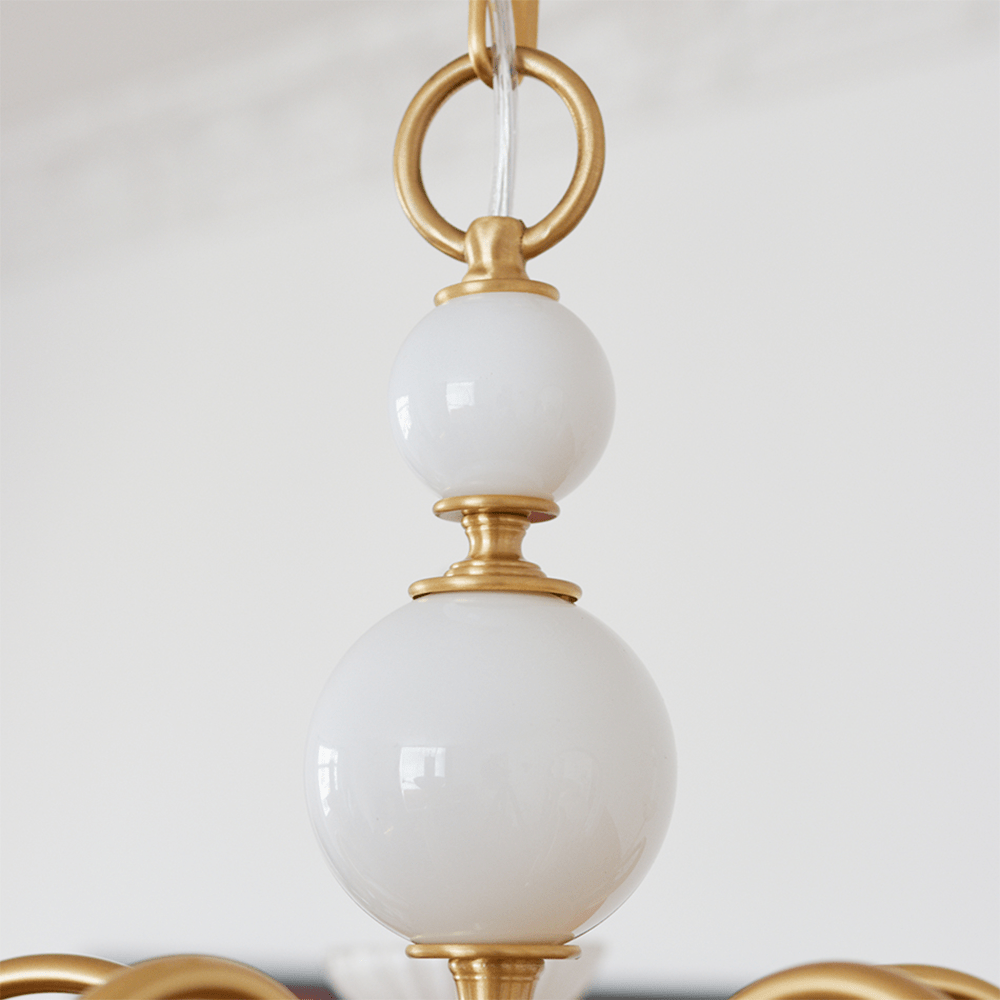 Cream Glass Chandelier - American Retro Brass Elegance for Bedrooms