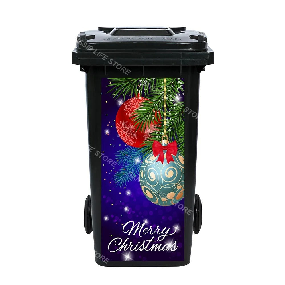 Christmas Waterproof Trash Bin Decals