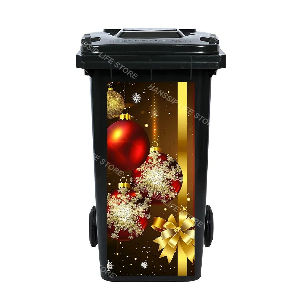 Christmas Waterproof Trash Bin Decals