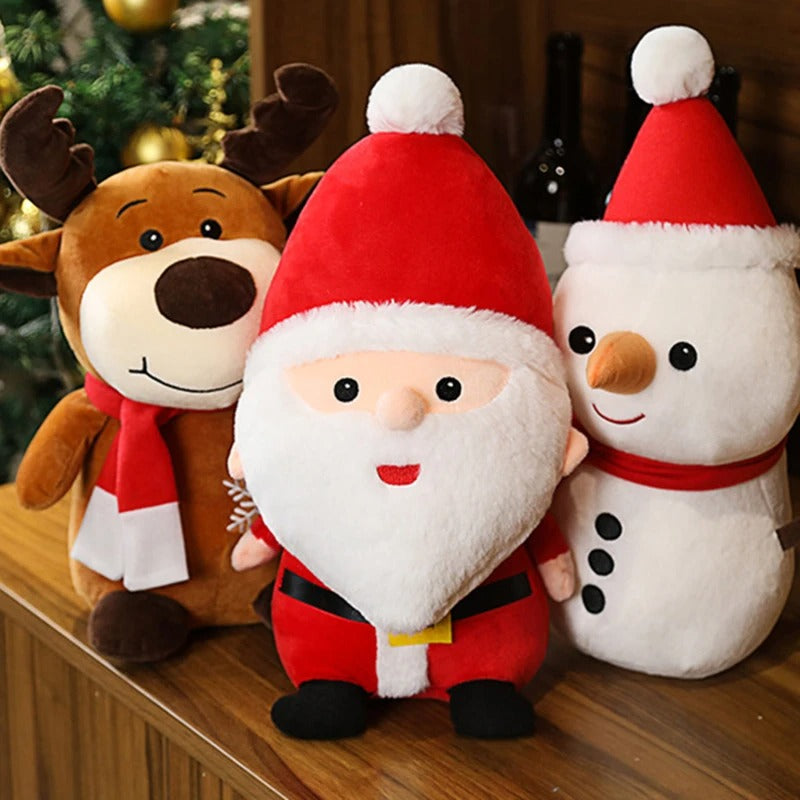 Cartoon Santa Claus Plush Pillow Doll – Stuffed Elk & Snowman Gift