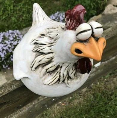 Curious Resin Chickens – Charming Garden Decor with Big Eyes